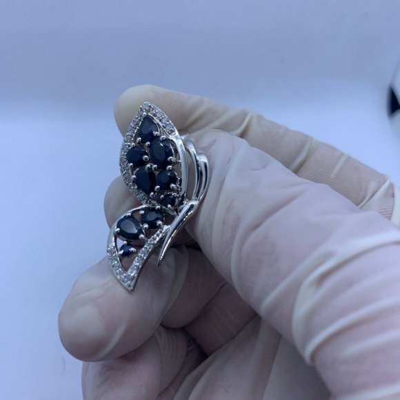 STIRLING SILVER SAPPHIRE BUTTERFLY EARINGS - Picture 2 of 10